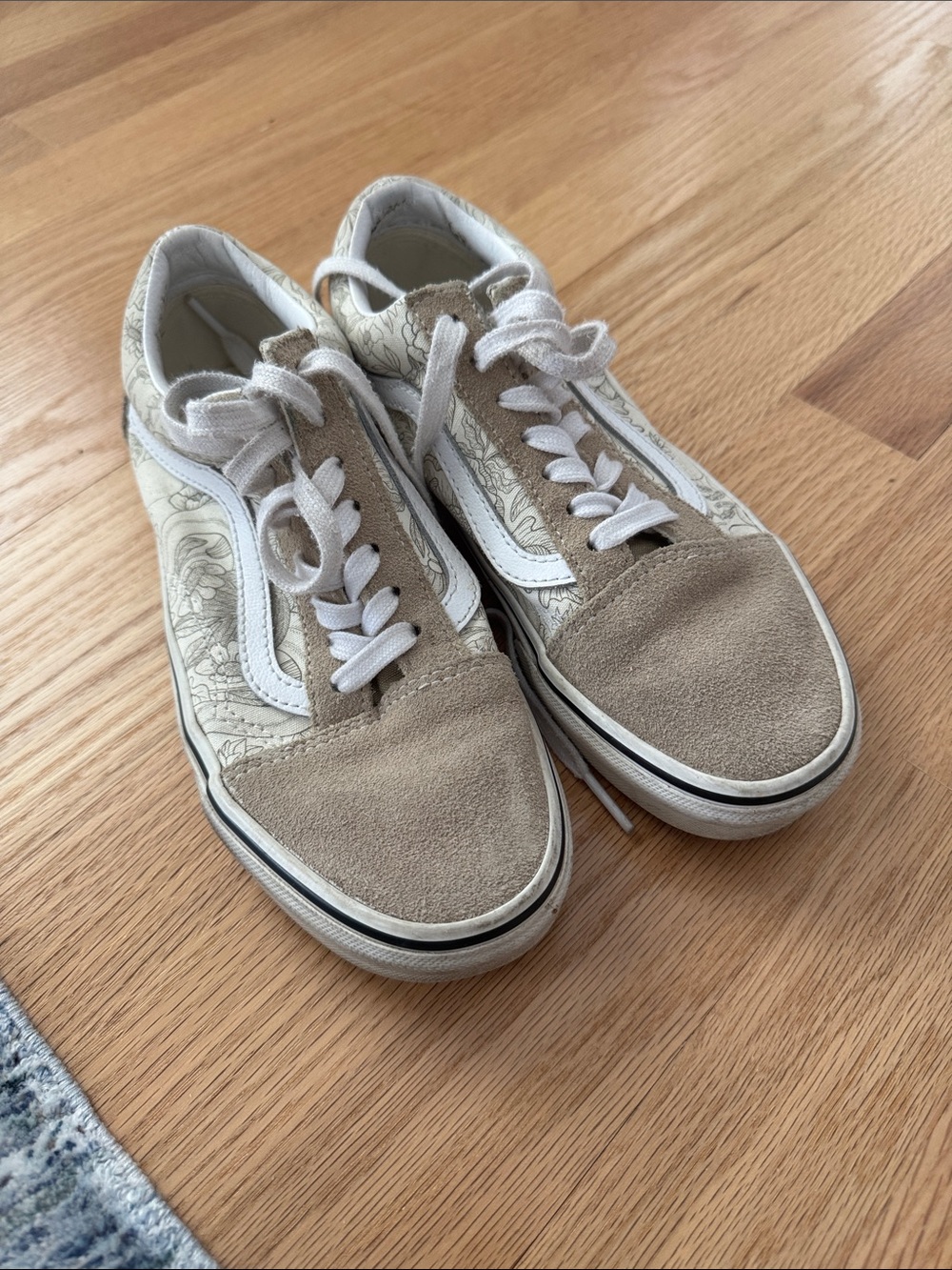 Vans Old Skool Beige and White Suede Low Top Sneakers